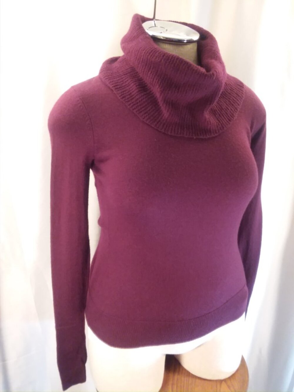 Willi Smith Womens Sweater Top 100% Fine Merino Wool Turtle Neck Purple Sz Small
